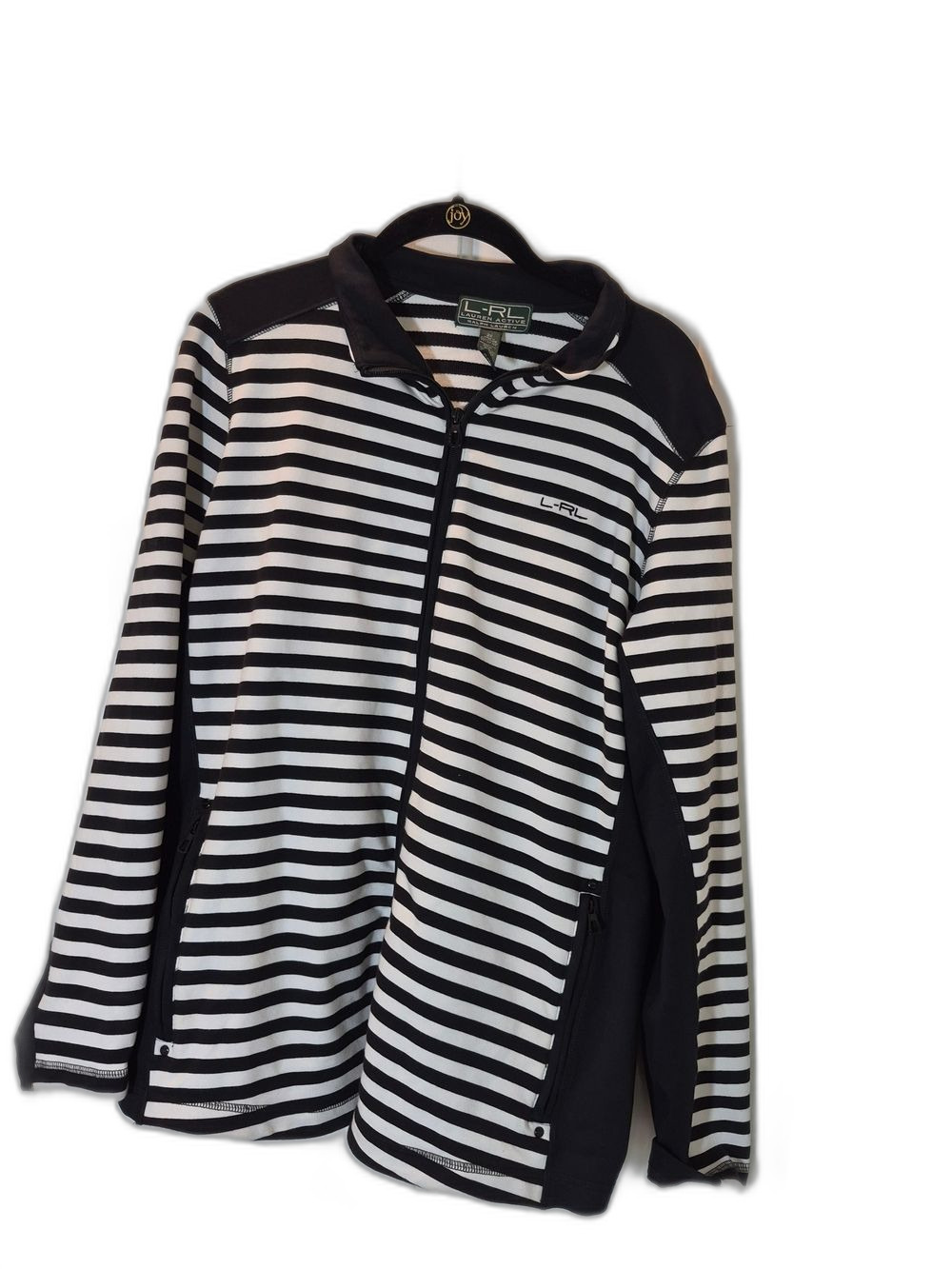 Lauren Ralph Lauren Black & White Striped Zip Jacket
